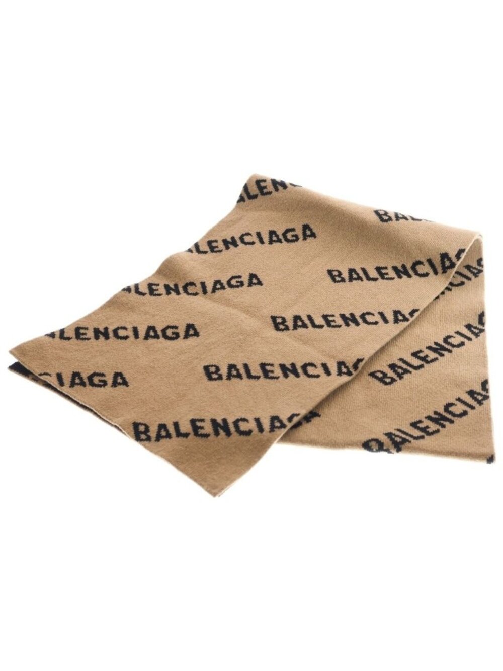 Balenciaga Allover Logo All Over Scarf Wool Black Brown